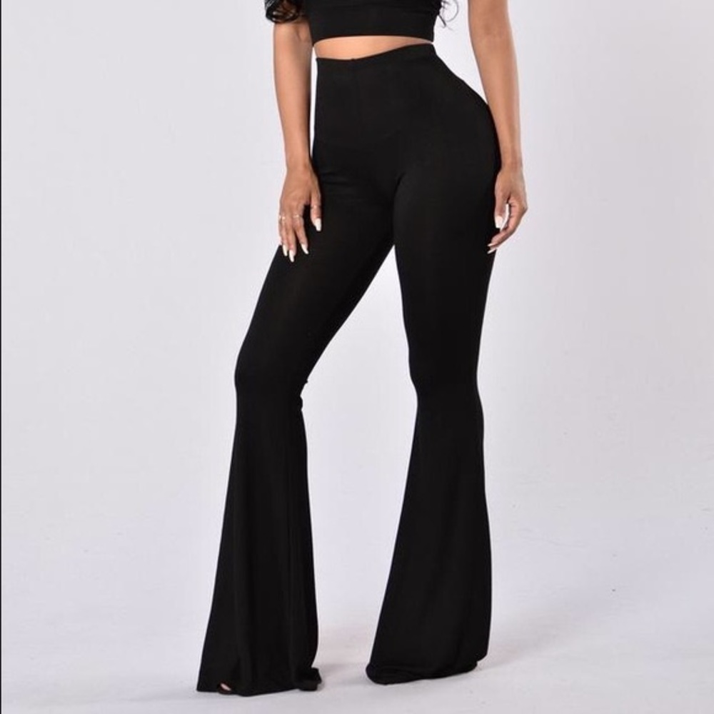 Fashion Nova Black Wide Leg Stretch Leggings Pants